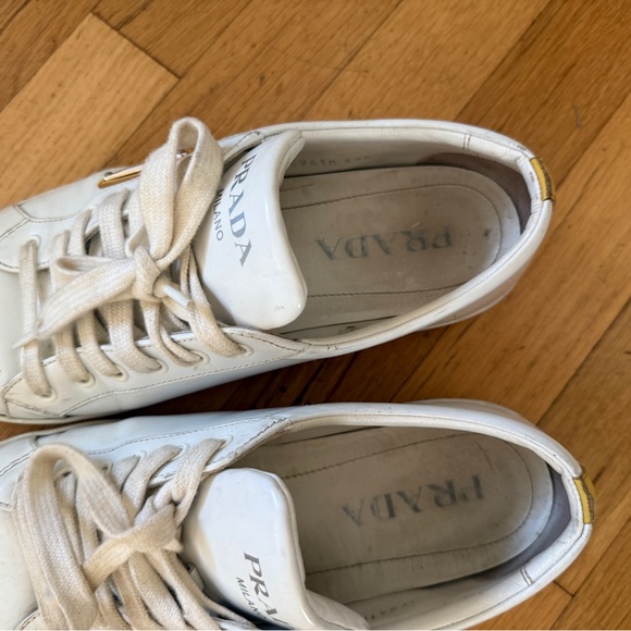 Prada White and Gold Women's Sneakers - Picture 4 of 9